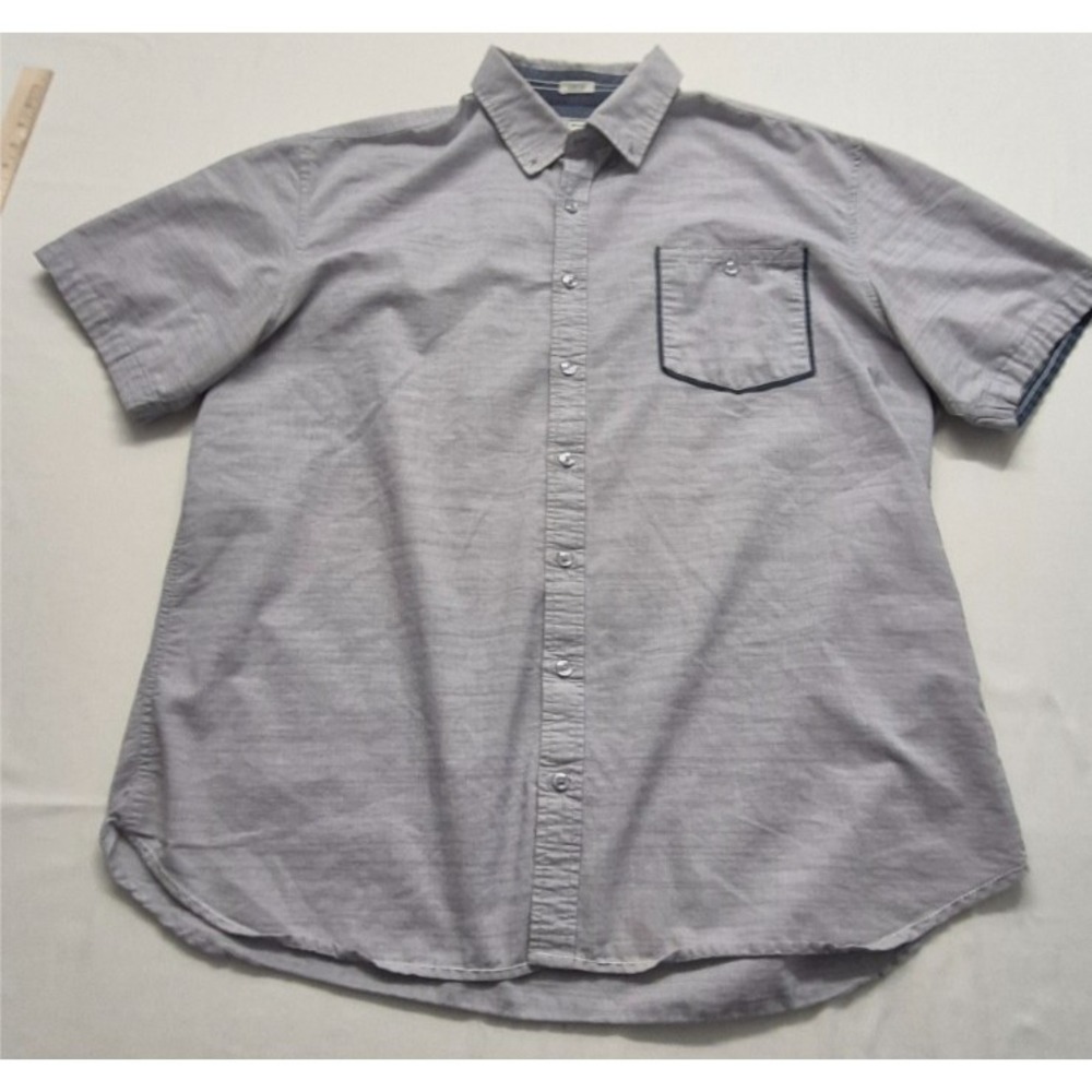 Alexander Julian men gray short sleeve button up shirt 2XL pocket stretch Cotton